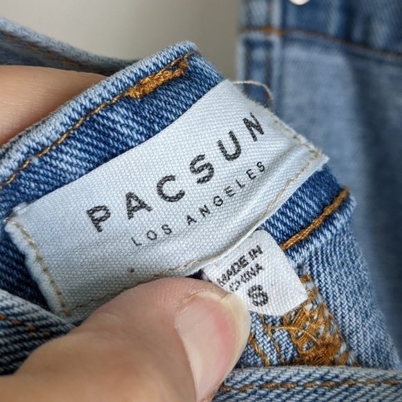 PACSUN Denim Jean Bib Mini Skirt S Light Blue Wash - Picture 6 of 9